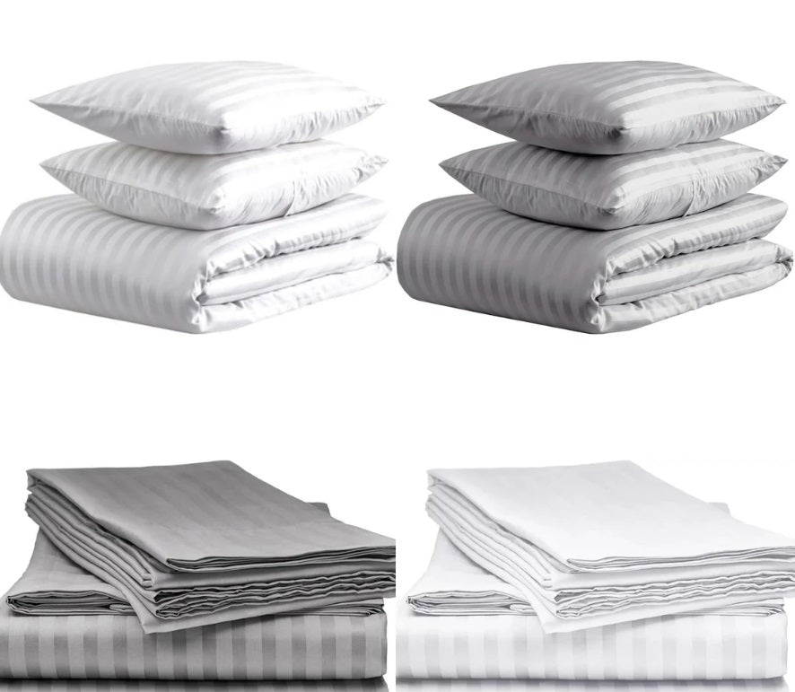 Luxury Quilt Covers Set Satin Stripe Duvet Set