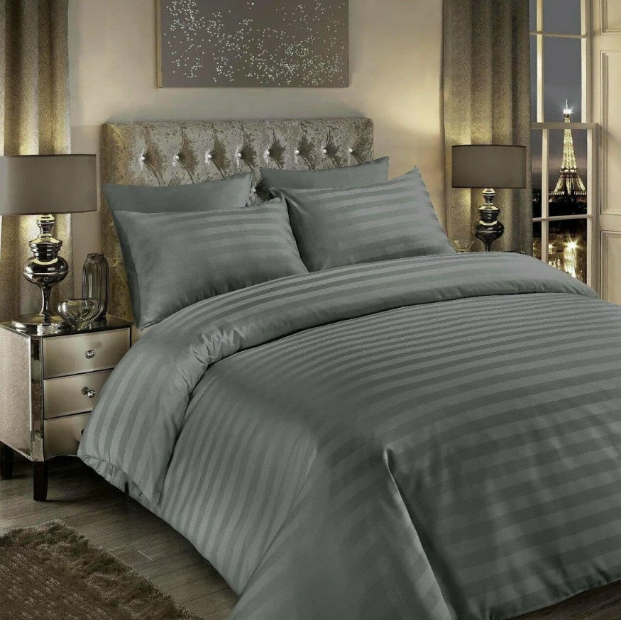 Luxury Quilt Covers Set Satin Stripe Duvet Set