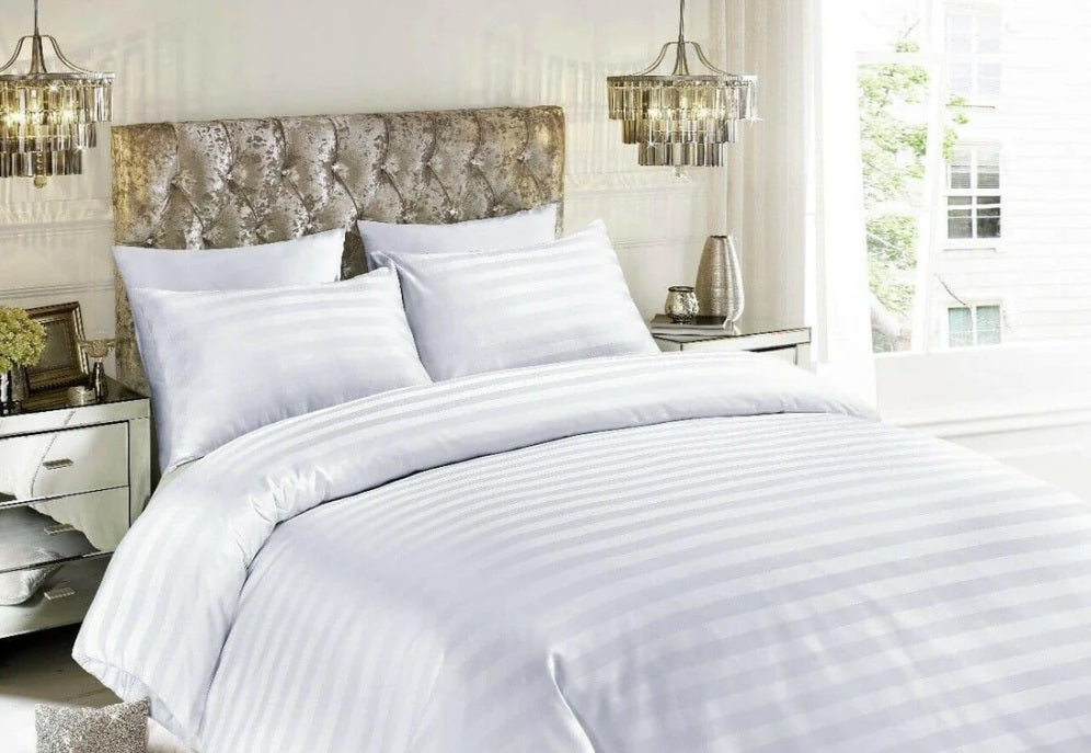 Luxury Quilt Covers Set Satin Stripe Duvet Set